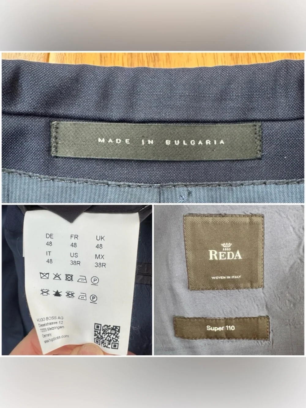 HUGO BOSS REDA Super 110 Italian Virgin Wool Suit Jacket Slim Fit Mens 38 R